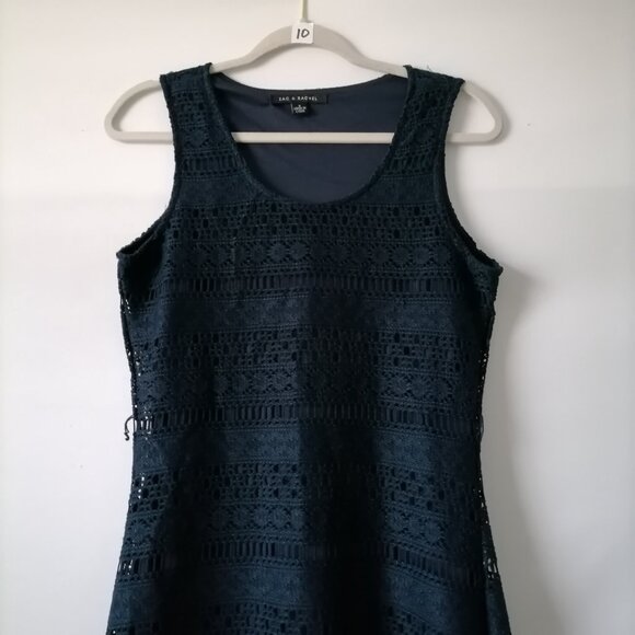 Zac & Rachel Womens Blue Overlay Crochet Lace Detailing Long Maxi Dress Size 8 - Picture 2 of 8